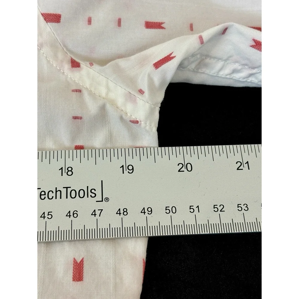 Banana Republic Grant Fit Button Up Shirt Mens S White Red Cotton Preppy Classic